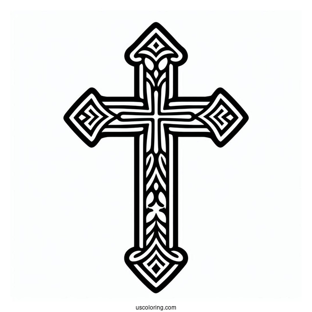 Outline Of Cross To Color For Preschoolers