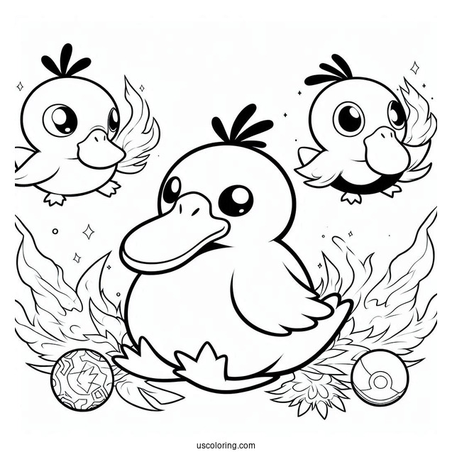 Psyduck Coloring Page Different Moods