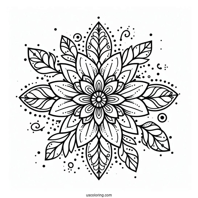 Flower Mandala Coloring Page With Dotted Outline