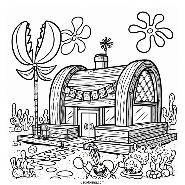 The Krusty Krab Restaurant Coloring Sheet