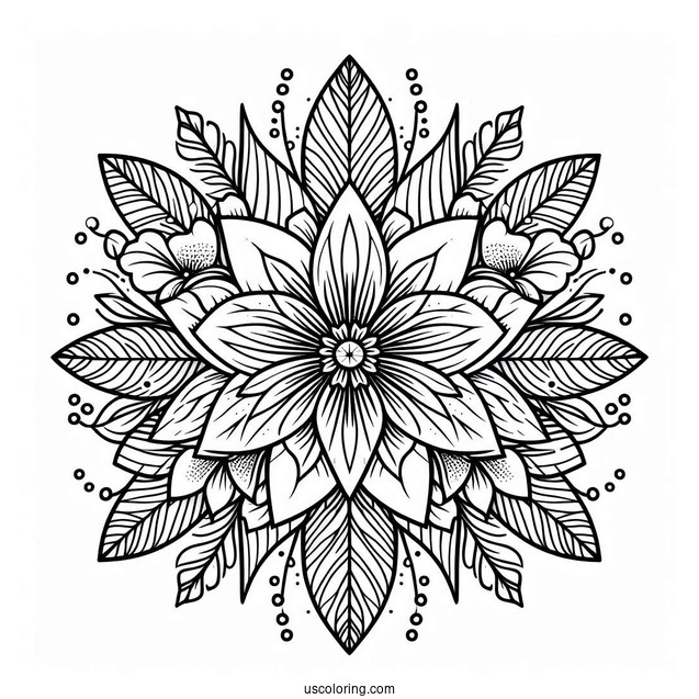Tropical Flower Mandala Coloring Page