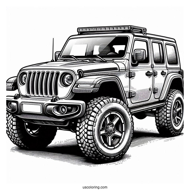 Detailed Jeep 4X4 Coloring Page