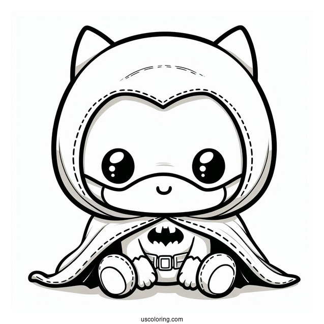Cute Baby Batman With Cape Coloring For Kids