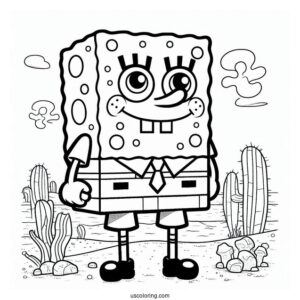 Detailed Minecraft SpongeBob Coloring Page