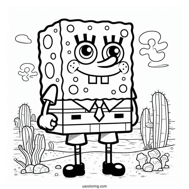 Detailed Minecraft SpongeBob Coloring Page