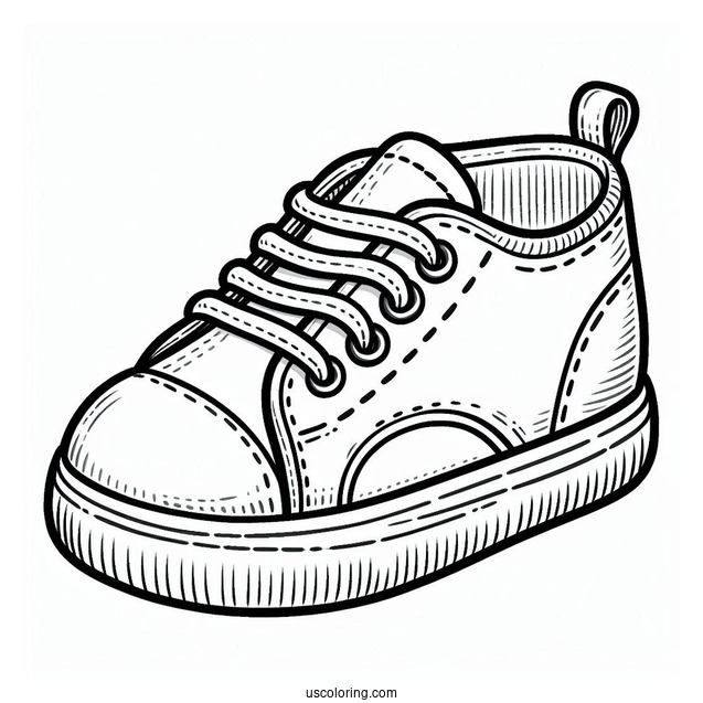 Outline Of Kid_s Rubber Shoes Coloring In
