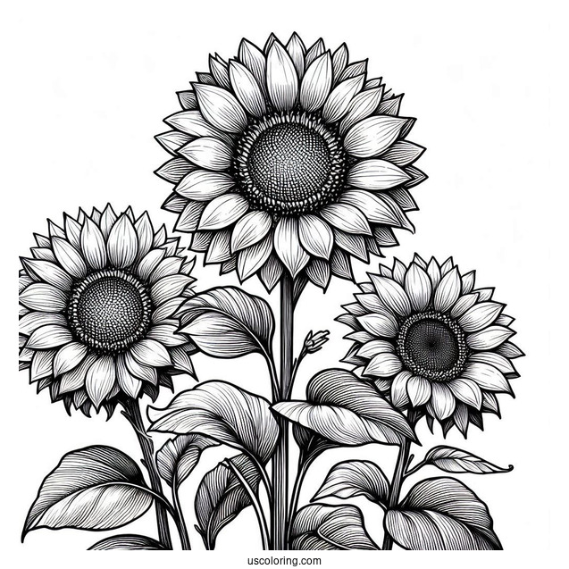 Three Big Beautiful Sunflowers