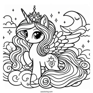 Simple Princess Celestia Coloring Page For Preschoolers