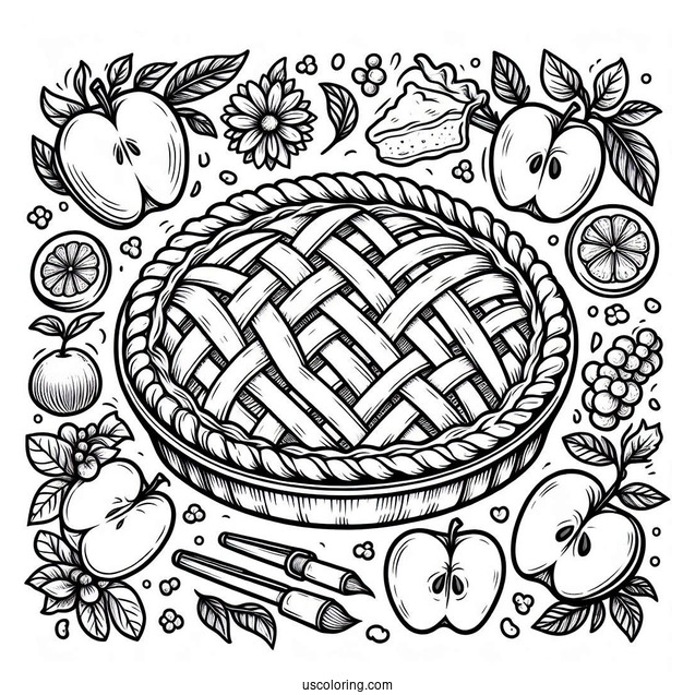 Apple Pie Coloring Page For Kids