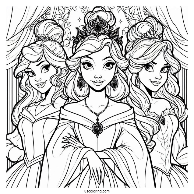 The Wicked Stepsisters From Cinderella Coloring Sheet