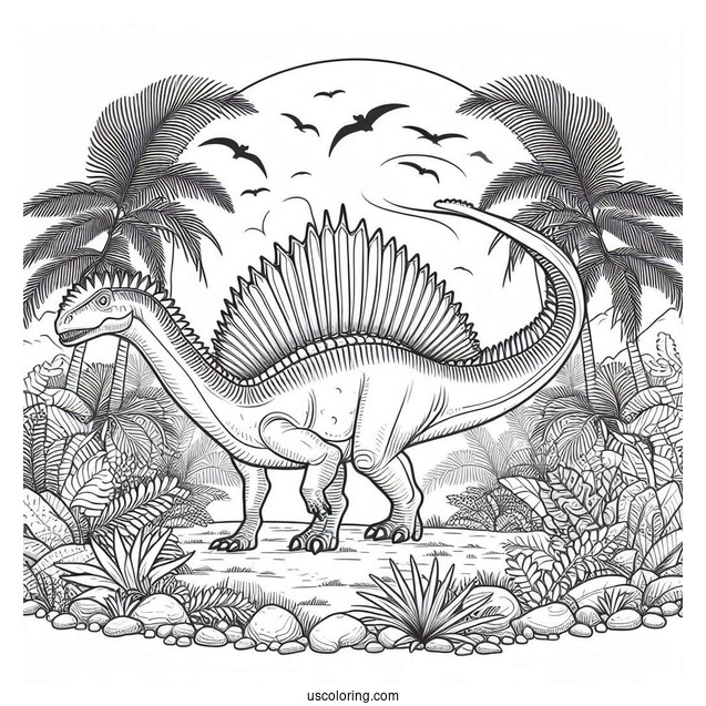 Mega Spinosaurus Coloring Page Outline