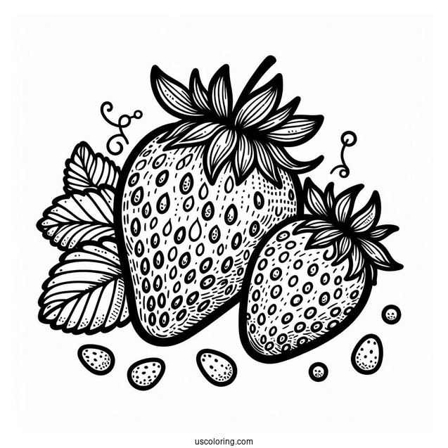 Strawberry With Seeds Coloring Page