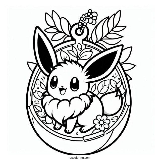 Eevee Inside A Tamagotchi Coloring Page For Preschoolers