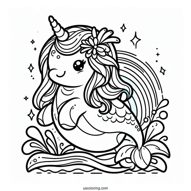 Cute Unicorn Dolphin Coloring Sheet For Kids