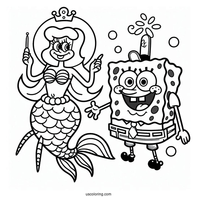 Mermaid Man And Barnacle Boy SpongeBob Coloring Page For Kids