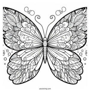 Butterfly With Large Wings Coloring In For Kids