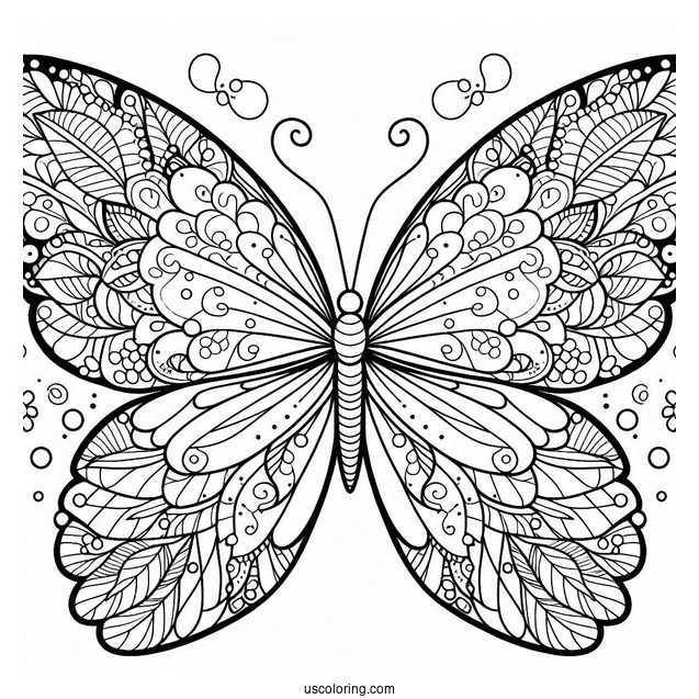 Butterfly With Large Wings Coloring In For Kids