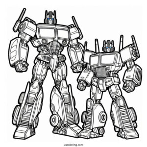 Optimus Prime And Bumblebee Rescue Bots Coloring Page