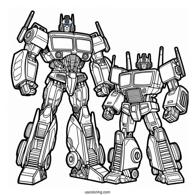 Optimus Prime And Bumblebee Rescue Bots Coloring Page