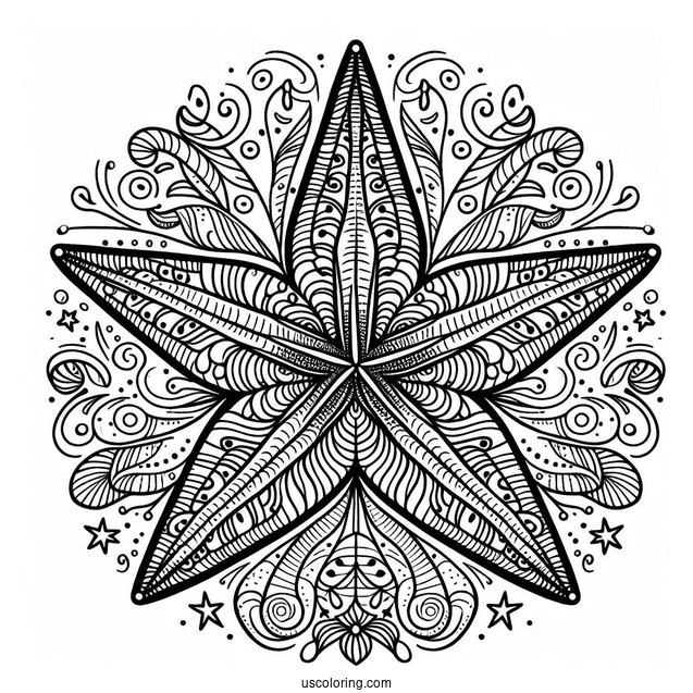 Simple Starfish Coloring Page Mandala For Kids