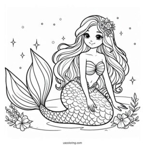 Young Mermaid Princess Coloring Page For Kids