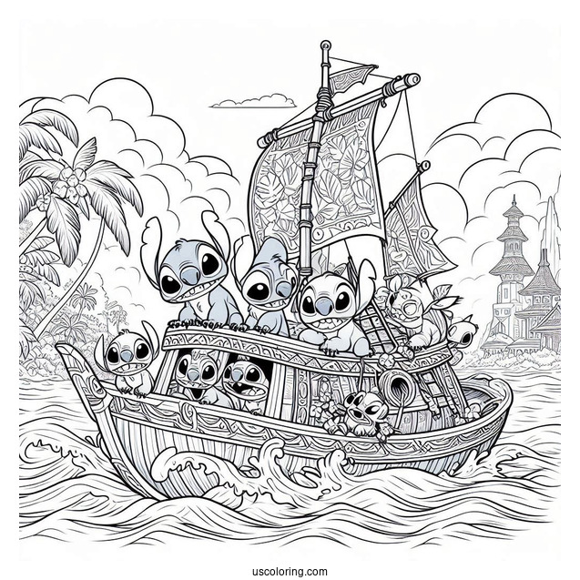 Lilo & Stitch Coloring Page Of Detailed Jumba's Ship