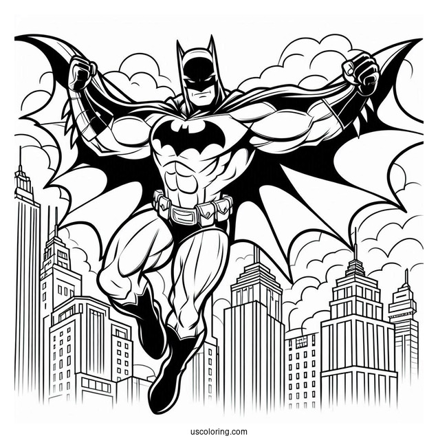 Batman With Cape Swinging From Building