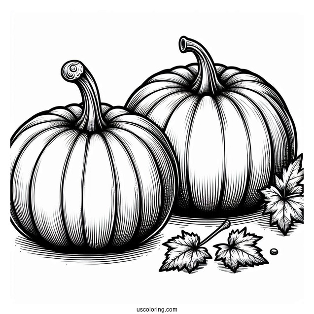 Two Different Sized Pumpkin Coloring Page