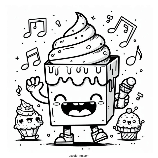 Kawaii Wubbox Waving My Singing Monsters Coloring Page