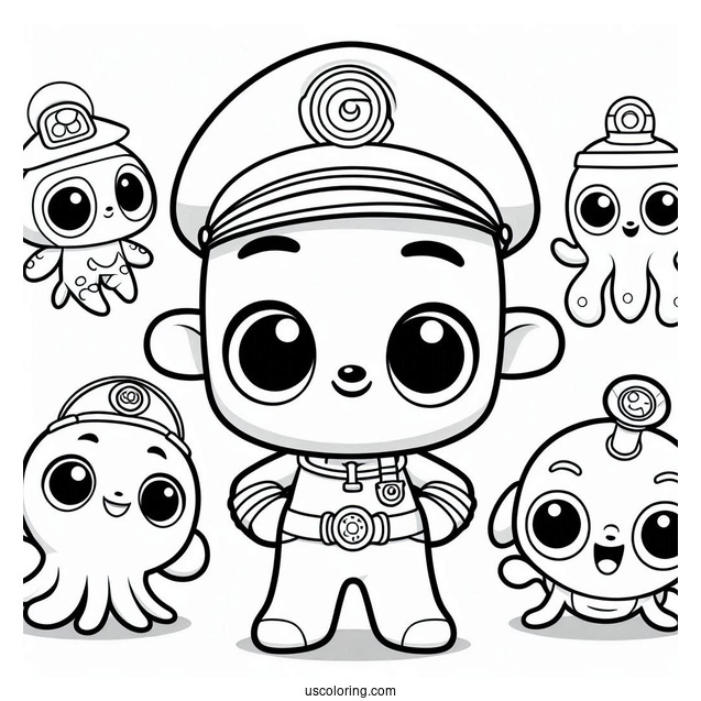 Octonauts Octonauts Coloring Page Of Inkling, Sandy, Captain Barnacles, And Kwazii