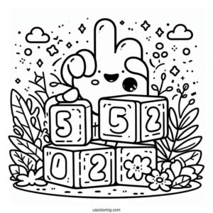 Numberblocks Coloring Page 5 Pointing