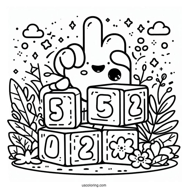 Numberblocks Coloring Page 5 Pointing