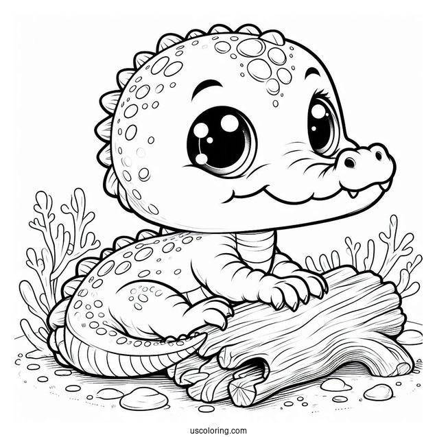 Baby Crocodile Coloring Page For Kids