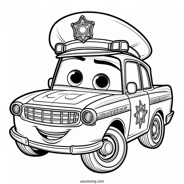 Sheriff Character From Cars Movie To Color