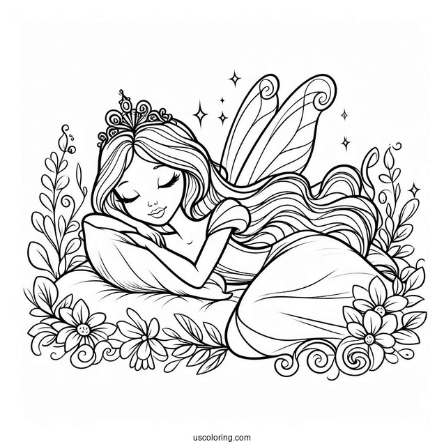 Sleeping Beauty Coloring Page Of Fairy Godmother Fauna For Preschoolers