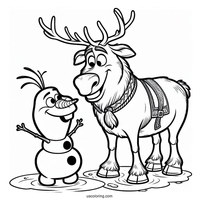 Coloring Page Of Sven And Olaf