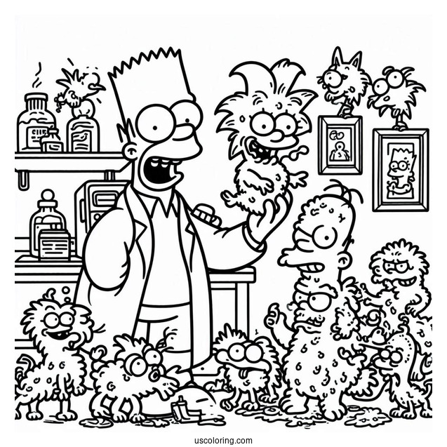 Itchy And Scratchy Cartoon Coloring Sheet