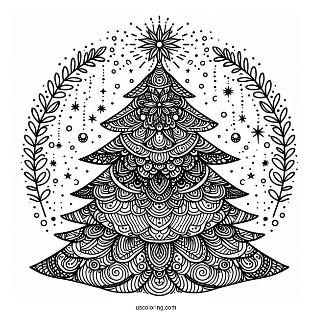 Relaxing Christmas Tree Mandala