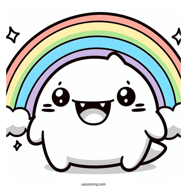 Cyan Smiling With Sharp Teeth Rainbow Friends Coloring Page For Kids