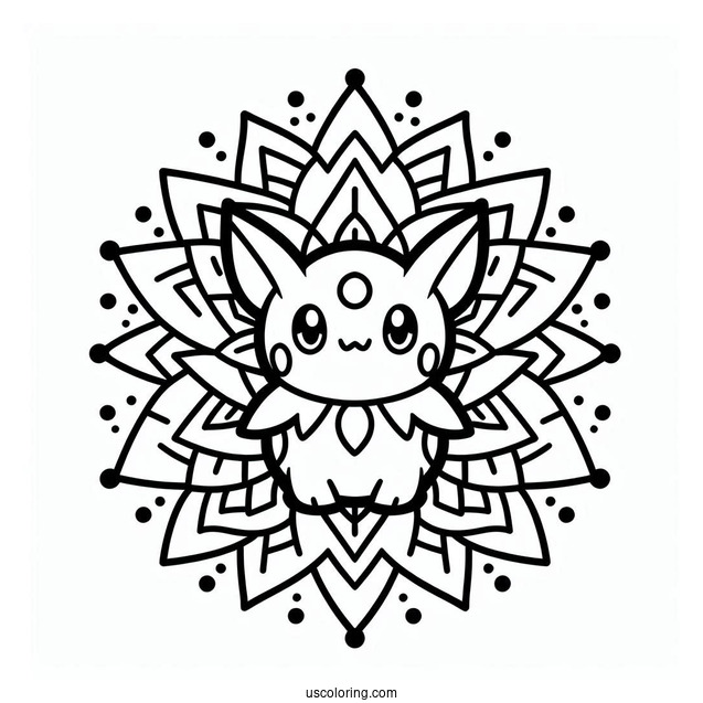 Togepi Flower Mandala Coloring Sheet