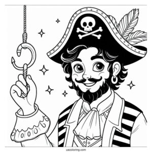 Friendly Pirate Coloring Page With Hook For A Hand For Kids