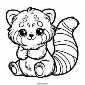 Cute Red Panda To Color