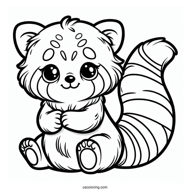 Cute Red Panda To Color