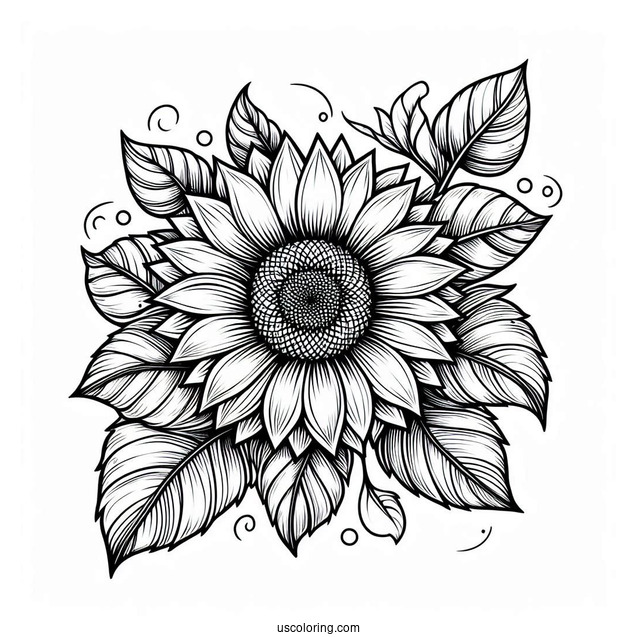 Detailed Sunflowers For Coloring