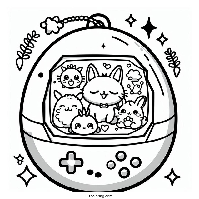 Tamagotchi Coloring Page Pets Inside The Console