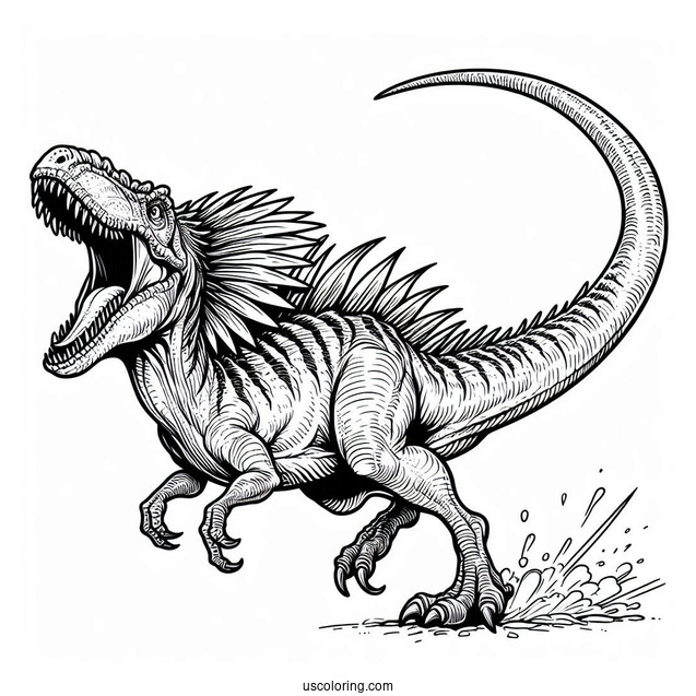 Suchomimus Roaring And Running Coloring Page