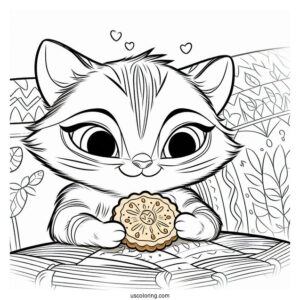 Coloring Sheet Of Meeko Eating Biscuit