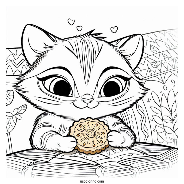 Coloring Sheet Of Meeko Eating Biscuit