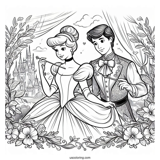 Cinderella And Grand Duke Coloring Picture