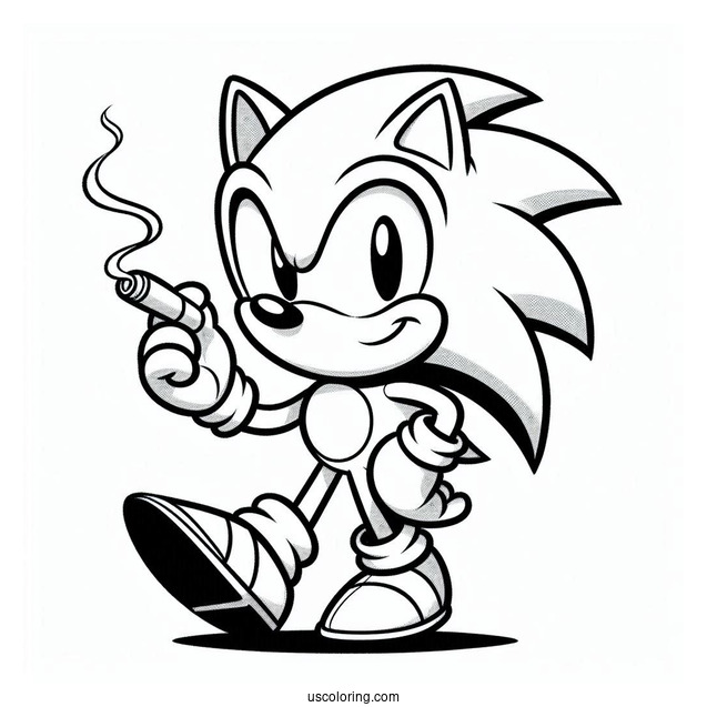 Smiling Sonic Coloring Sheet